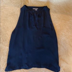 Vince Navy Silk Tank with Pocket Size Small
